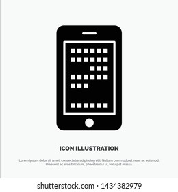 Mobile, Education, Cell, Coding Solid Black Glyph Icon
