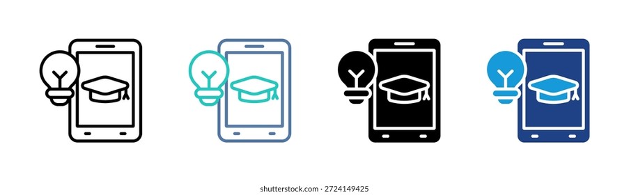 Conjunto de iconos de Educación móvil colección de estilo múltiple