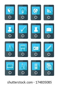 Mobile Education icons,Blue version,vector