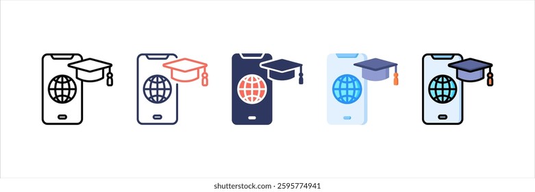 Mobile Education Multi Style Icon Set