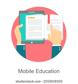 Mobile Education and study icon concept
