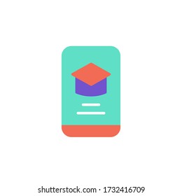 mobile education vector flat color design. isolated on white background
