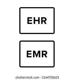 Mobile EHR - electronic health records and mobile EMR - electronic medical records set flat vector icon for medical apps and websites