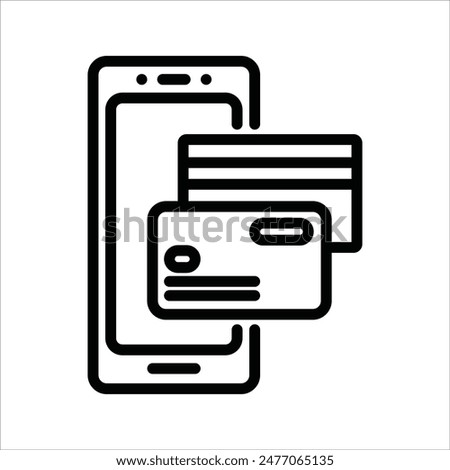 Mobile Electronic Credit Card simple line icon