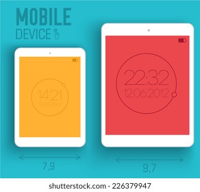 mobile electronic devices on flat style concept background. Vector illustration design