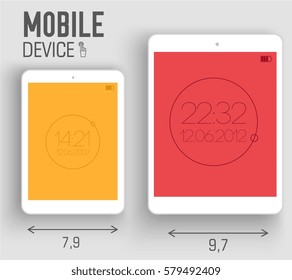 mobile electronic devices on flat style concept background. Vector illustration design