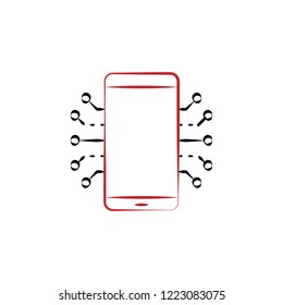 mobile electronics 2 colored hand drawn icon. Electronics colored element illustration. Outline symbol design from electronics set