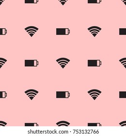 mobile elements battery and wi-fi  seamless pattern