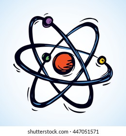 Mobile ellipse transform ball cell isolated on white backdrop. Freehand bright color hand drawn picture logo sketch in art scribble retro style pen on paper. Closeup view with space for text