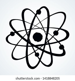 Mobile ellipse transform ball ui dna star cell isolated on white backdrop. Freehand line black ink hand drawn pictogram logo emblem in art doodle retro style pen on paper space for text. Closeup view
