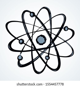 Mobile ellipse transform ball ui dna star cell isolated on white backdrop. Freehand line black ink hand drawn pictogram logo emblem in art doodle retro style pen on paper space for text. Closeup view