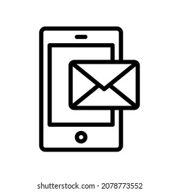 Icono de correo electrónico móvil, Icono de icono de estilo de línea, Ilustración vectorial, Adecuada para sitio web, aplicación móvil, impresión, presentación, infografía y cualquier otro proyecto.