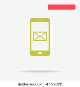 Mobile email icon. Vector concept illustration for design.