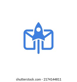 mobile email logo design. Vector illustration of envelope and rocket. modern logo design vector icon template