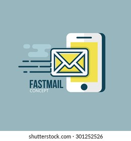 Mobile Email marketing concept. Flat design. Vector Illustration. Flat design.