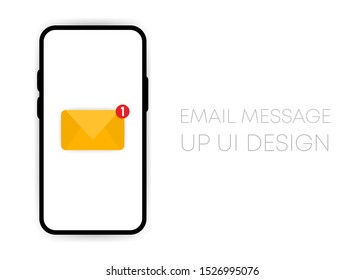 Mobile email message app UI vector mockup on smartphone screen. Social network design template. Vector Illustration.