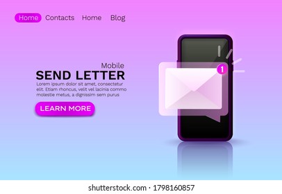Mobile email message, chat internet, web site banner design. Vector illustration