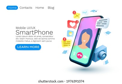 Mobile email message, chat internet, web site banner design. Vector illustration