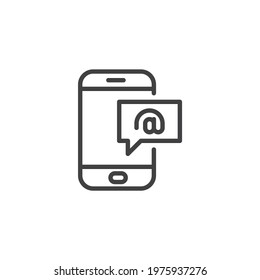 Mobile email message line icon. linear style sign for mobile concept and web design. Smartphone email outline vector icon. Symbol, logo illustration. Vector graphics
