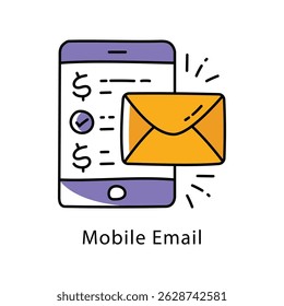 Icono de estilo de contorno lleno de Vector de correo electrónico móvil. Archivo Eps 10