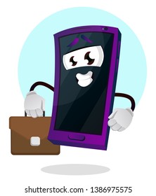 Emoji móvel homem de negócios ilustração vetor no fundo branco