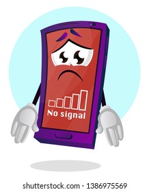 Mobile emoji with no signal illustration vector on white background