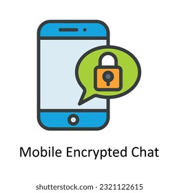 Ilustración de diseño de iconos de contorno de vectores de chat cifrados móviles. Símbolo de ciberseguridad sobre archivo EPS 10 en fondo blanco