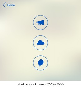 Mobile entertainment icons on blurred light gray background, 10 EPS