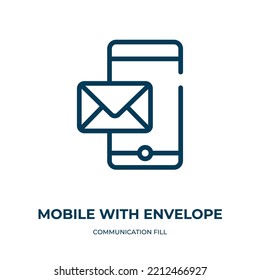 Mobile with envelope icon. Linear vector illustration from communication fill collection. Outline mobile with envelope icon vector. Thin line symbol for use on web and mobile apps, logo, print media.