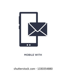 mobile with envelope icon. Simple element illustration from communication concept. mobile with envelope editable symbol design on white background. Can be use for web and mobile.