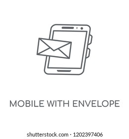 Mobile with Envelope linear icon. Mobile with Envelope concept stroke symbol design. Thin graphic elements vector illustration, outline pattern on a white background, eps 10.