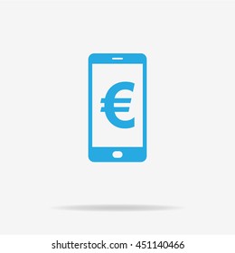 Mobile with euro sign icon. Vector concept illustration for design.