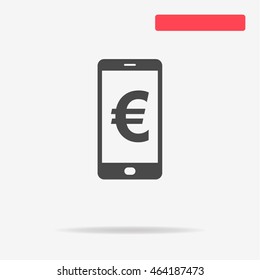 Mobile with euro sign icon. Vector concept illustration for design.