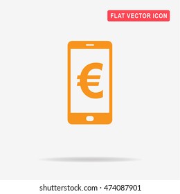 Mobile with euro sign icon. Vector concept illustration for design.