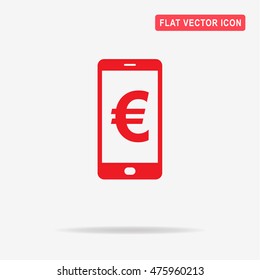 Mobile with euro sign icon. Vector concept illustration for design.