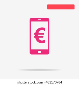 Mobile with euro sign icon. Vector concept illustration for design.