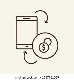 Mobile exchange line icon. Phone, dollar sign, payment. Communication service concept. Vector illustration can be used for topics like communication, telephony, voice connection
