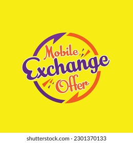 Mobile Exchange Offer Logo Label Unit Vector Design Template. Electronics, Ecommerce, Mobile, Smart Phone
