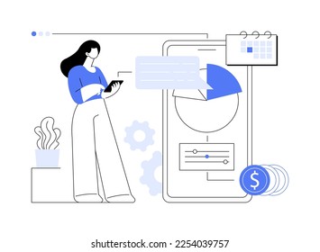 Mobile expense management abstract concept vector illustration. Charges control system, sattelite devices checking, mobile network, enterprise economy, manage telephony costs abstract metaphor.