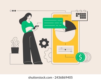 Mobile expense management abstract concept vector illustration. Charges control system, sattelite devices checking, mobile network, enterprise economy, manage telephony costs abstract metaphor.