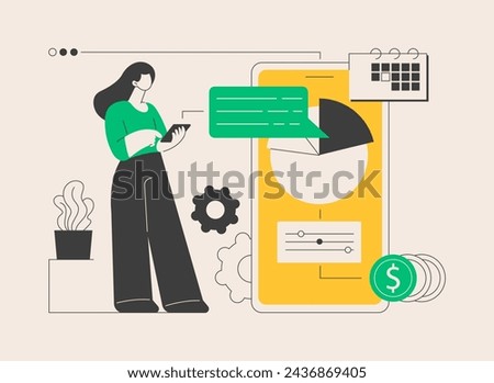Mobile expense management abstract concept vector illustration. Charges control system, sattelite devices checking, mobile network, enterprise economy, manage telephony costs abstract metaphor.