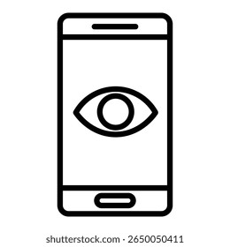 mobile eye icon flat thin outline art logo