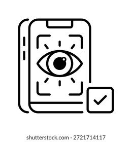 Icono de contorno de Vector de reconocimiento ocular móvil EPS 10 File