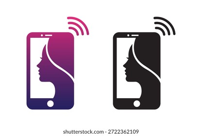 Mobile Face Profile Icon Technology Logo Template Vector Modern Design