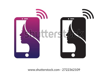 Mobile Face Profile Icon Technology Logo Template Vector Modern Design