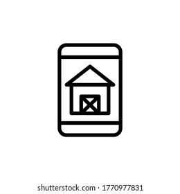 Móvil, granja, icono de control. Línea simple, contorno de elementos vectoriales de iconos de cultivo automatizado para ui y ux, sitio web o aplicación móvil