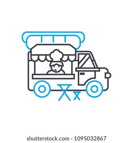Mobile fast food linear icon concept. Mobile fast food line vector sign, symbol, illustration.