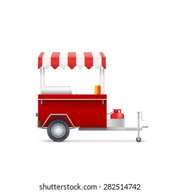 Mobile fast food shop, isolated on white background. Vector illustration for your business