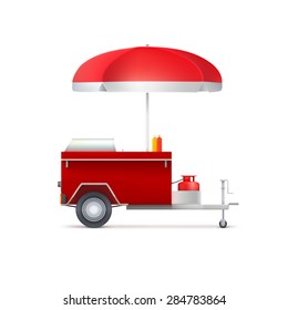 Mobile fast food shop, isolated on white background. Vector illustration for your business