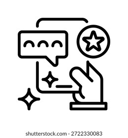 Mobile Feedback Line Icon, Outline Symbol for App Evaluation, Smartphone Survey, Cellular Response, Digital Interaction, and Portable Rating. Vector Sign Icon.